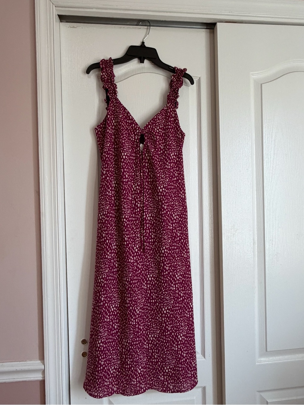 Sienna Sky Magenta Printed Midi Dress with Ruffle Straps